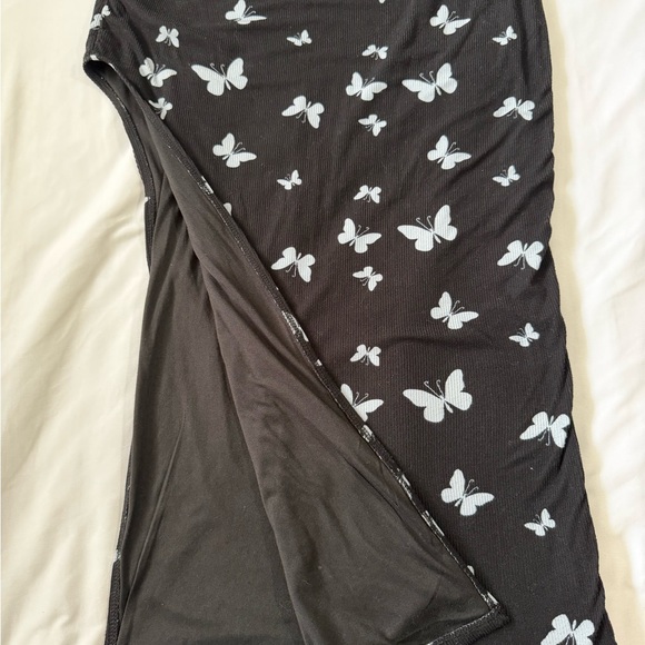Justify Black Strapless Dress with White Butterfly Print - Picture 3 of 4